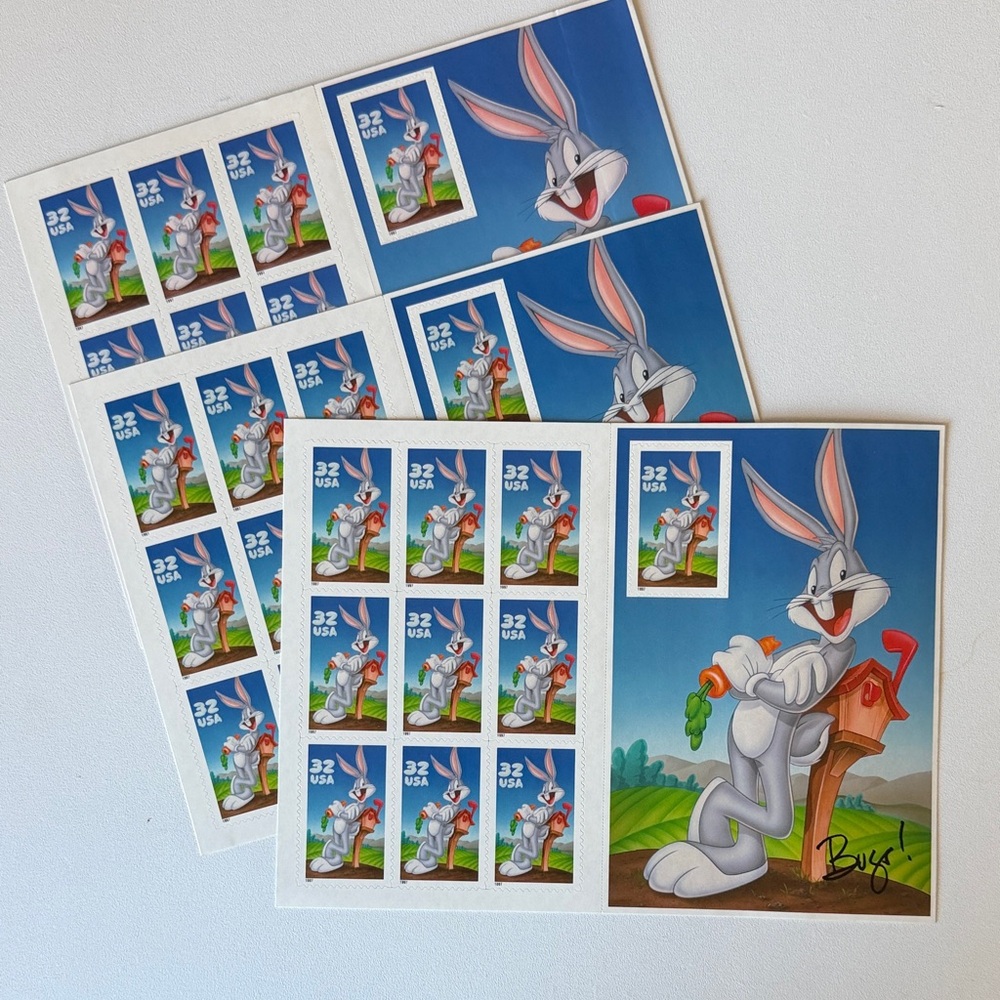 Looney Tunes Vintage Bugs Bunny Stamps '96 set of 3